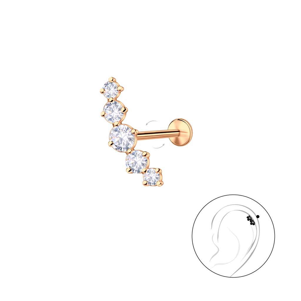 [10036740] Silver Geometric with Titanium Labret (1.2X6 mm)