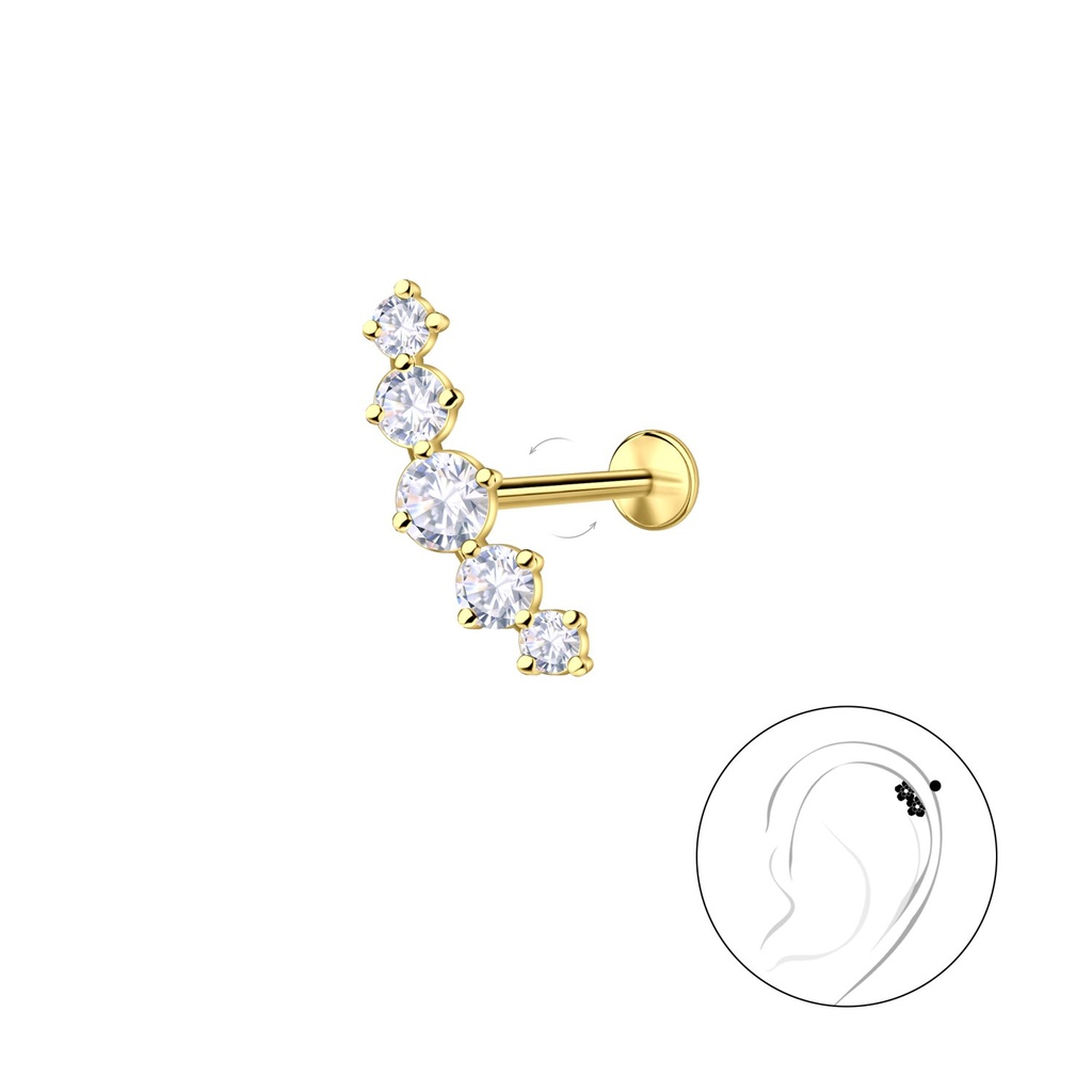 [10036738] Silver Geometric with Titanium Labret (1.2X6 mm)