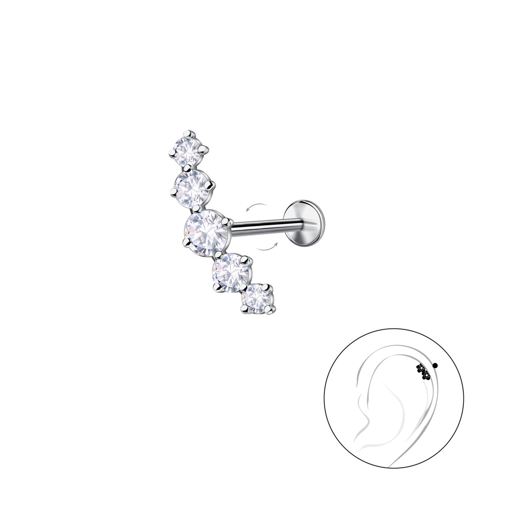[10036736] Silver Geometric with Titanium Labret (1.2X6 mm)