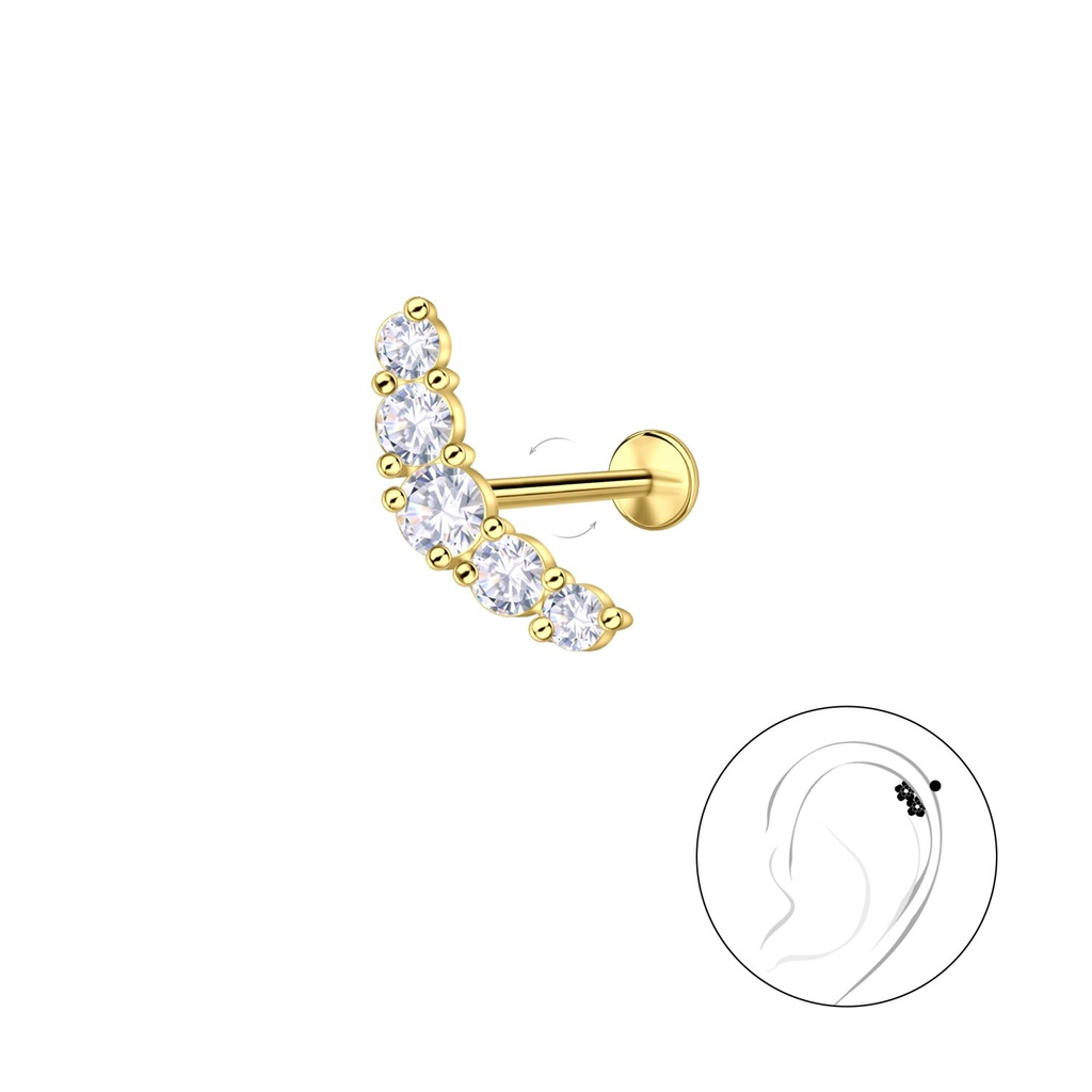 [10036732] Labret en titane avec motif géométrique en argent (1.2X6 mm)