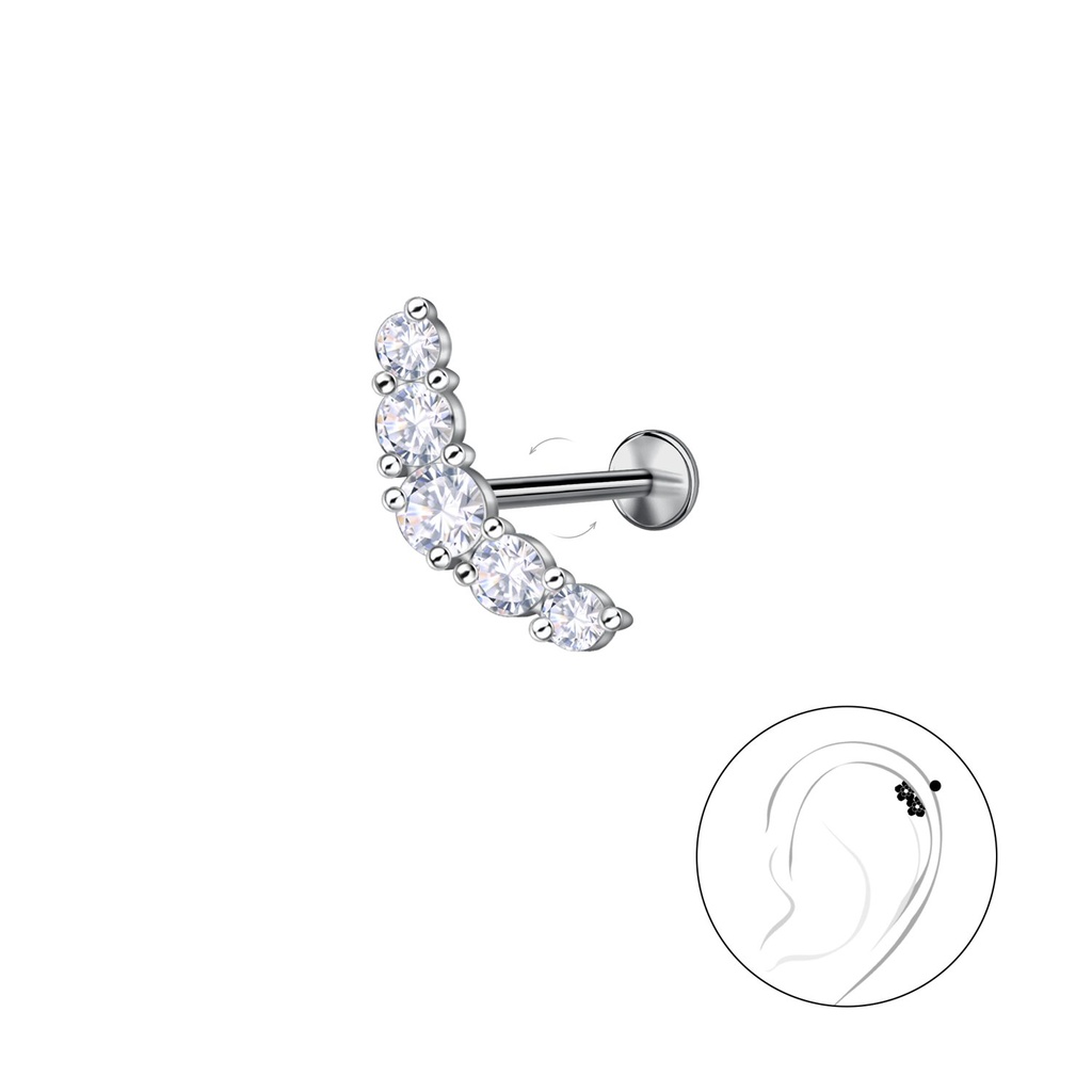[10036730] Silver Geometric with Titanium Labret (1.2X6 mm)