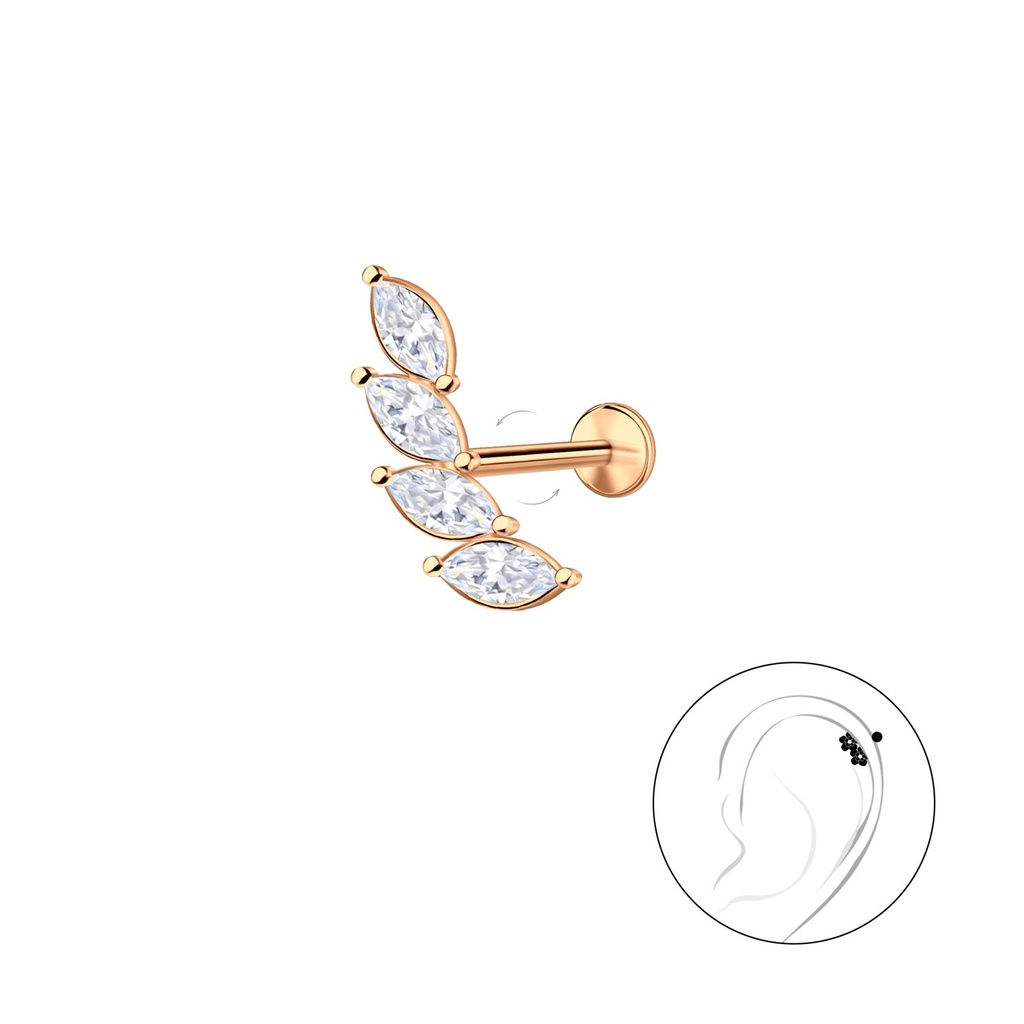 [10036722] Labret en titane avec motif géométrique en argent (1.2X6 mm)