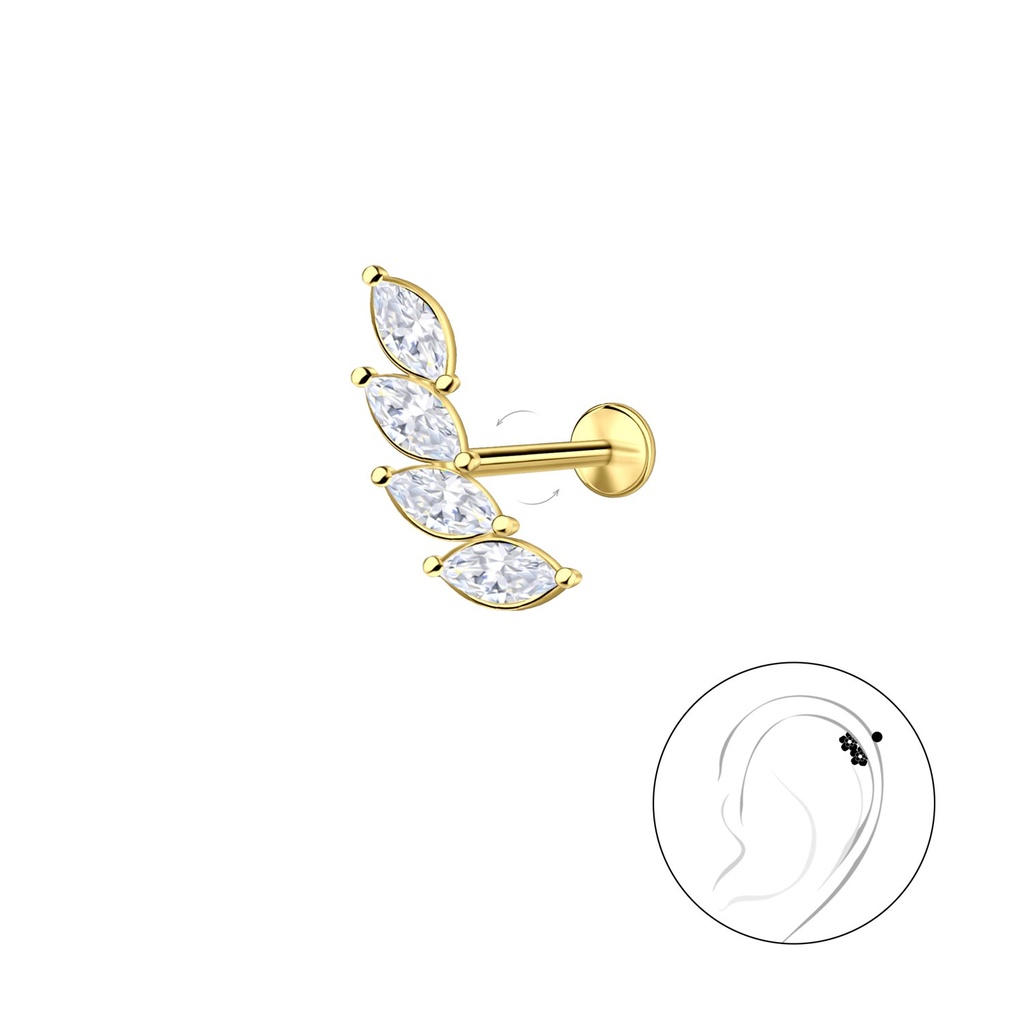 Labret en titane avec feuille en argent