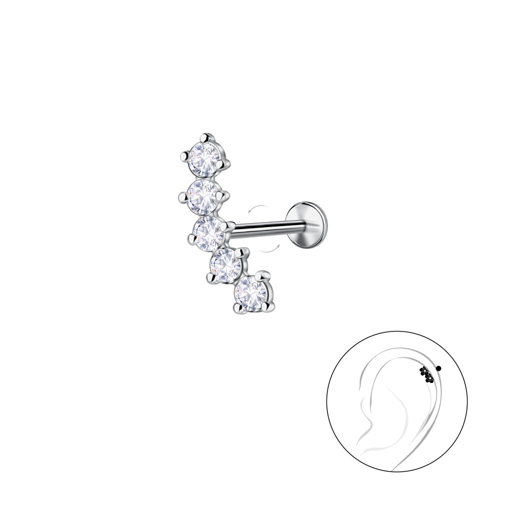 [10036712] Silver Geometric with Titanium Labret (1.2X6 mm)