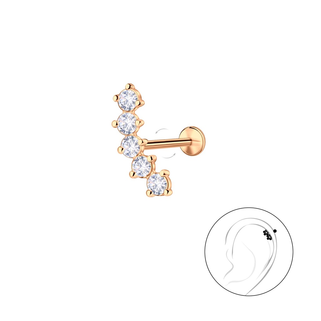 [10036716] Silver Geometric with Titanium Labret (1.2X6 mm)