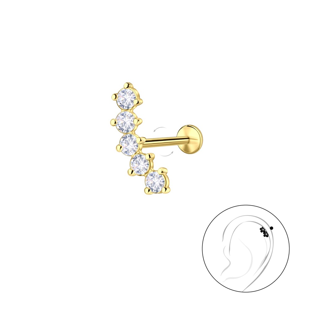 [10036714] Silver Geometric with Titanium Labret (1.2X6 mm)