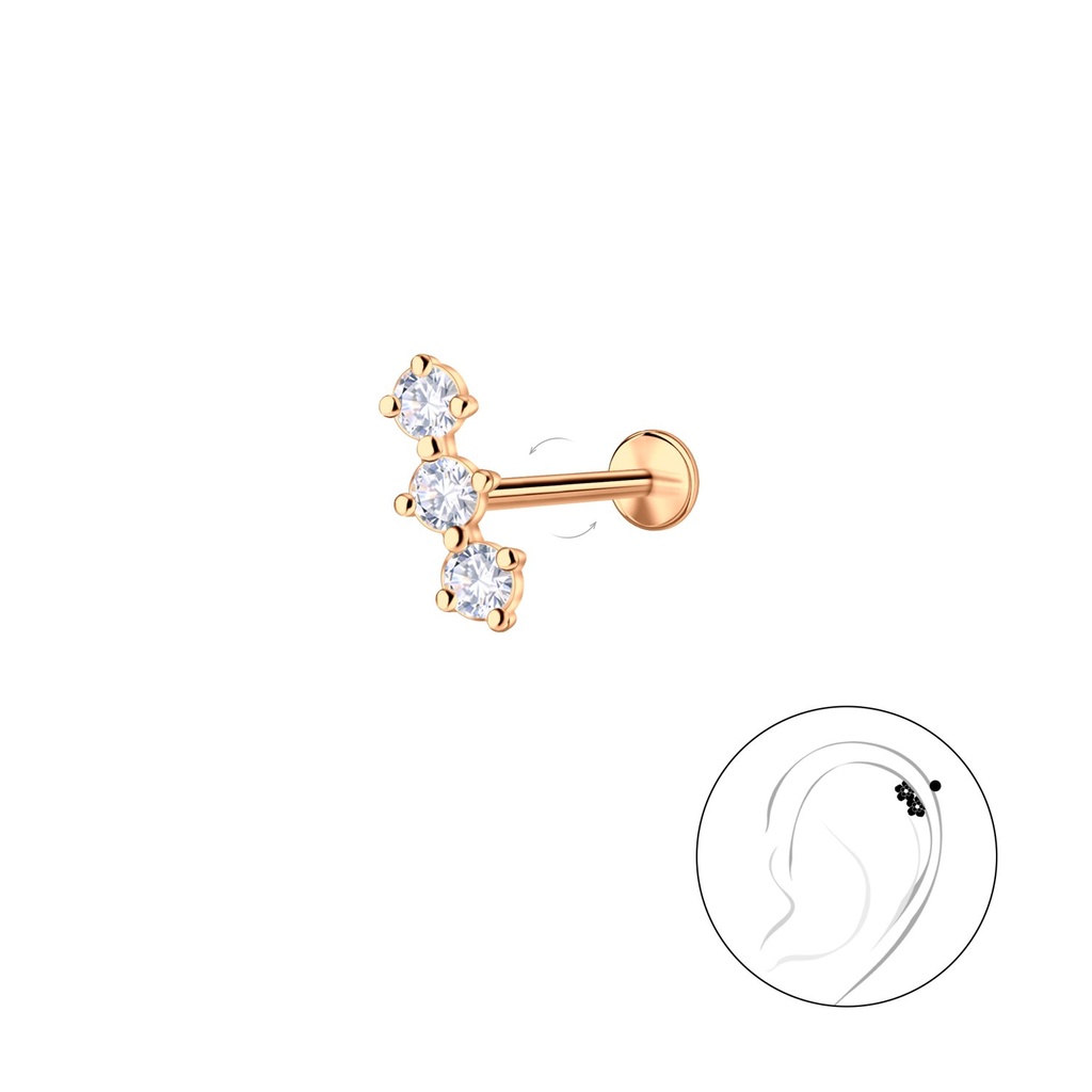 [10036710] Silver Geometric with Titanium Labret (1.2X6 mm)