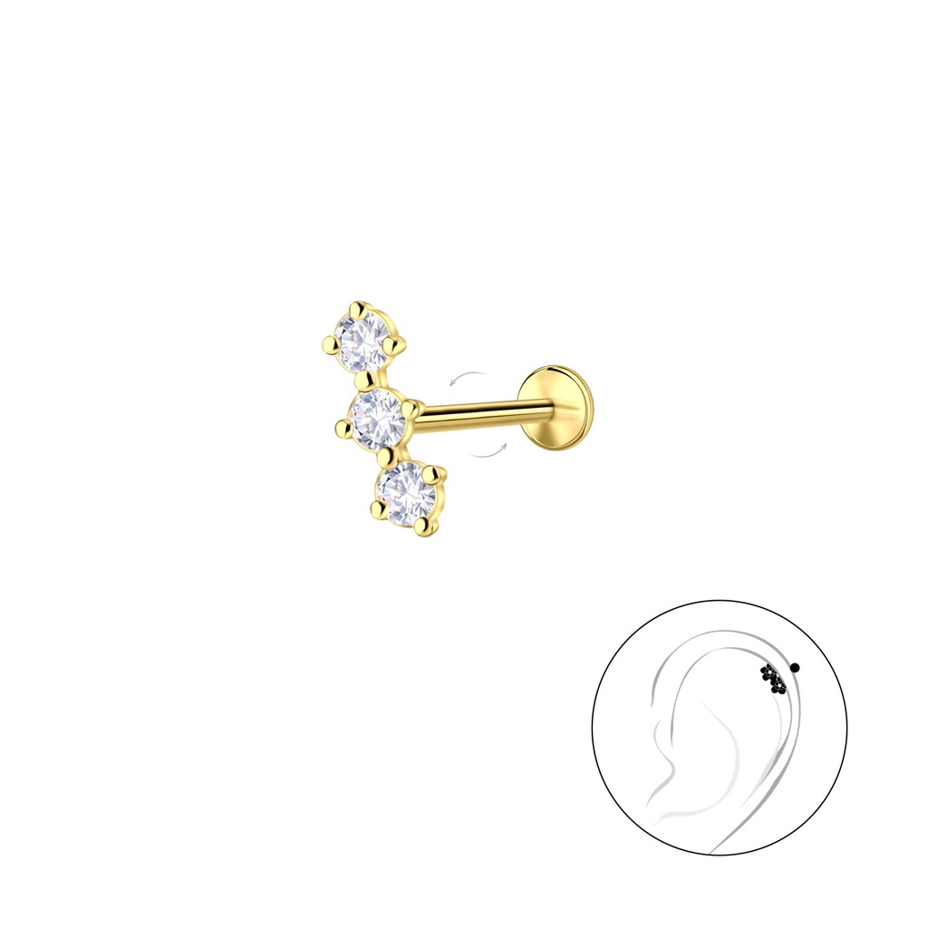 [10036708] Silver Geometric with Titanium Labret (1.2X6 mm)