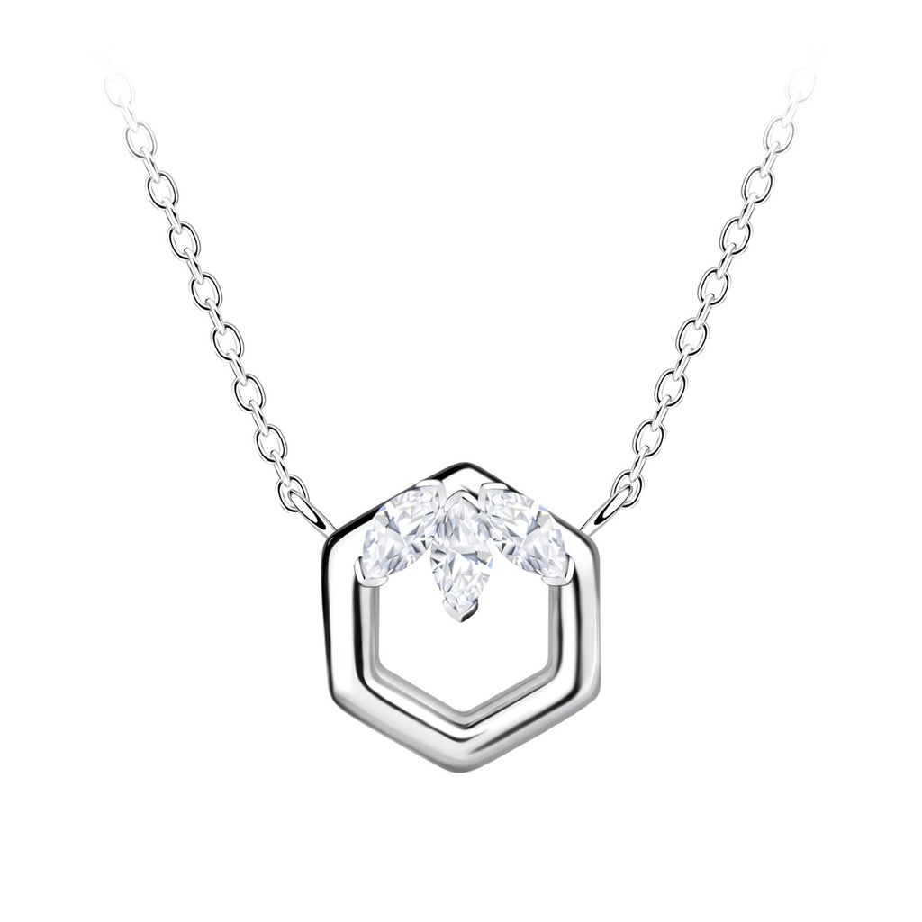Collier hexagone en argent