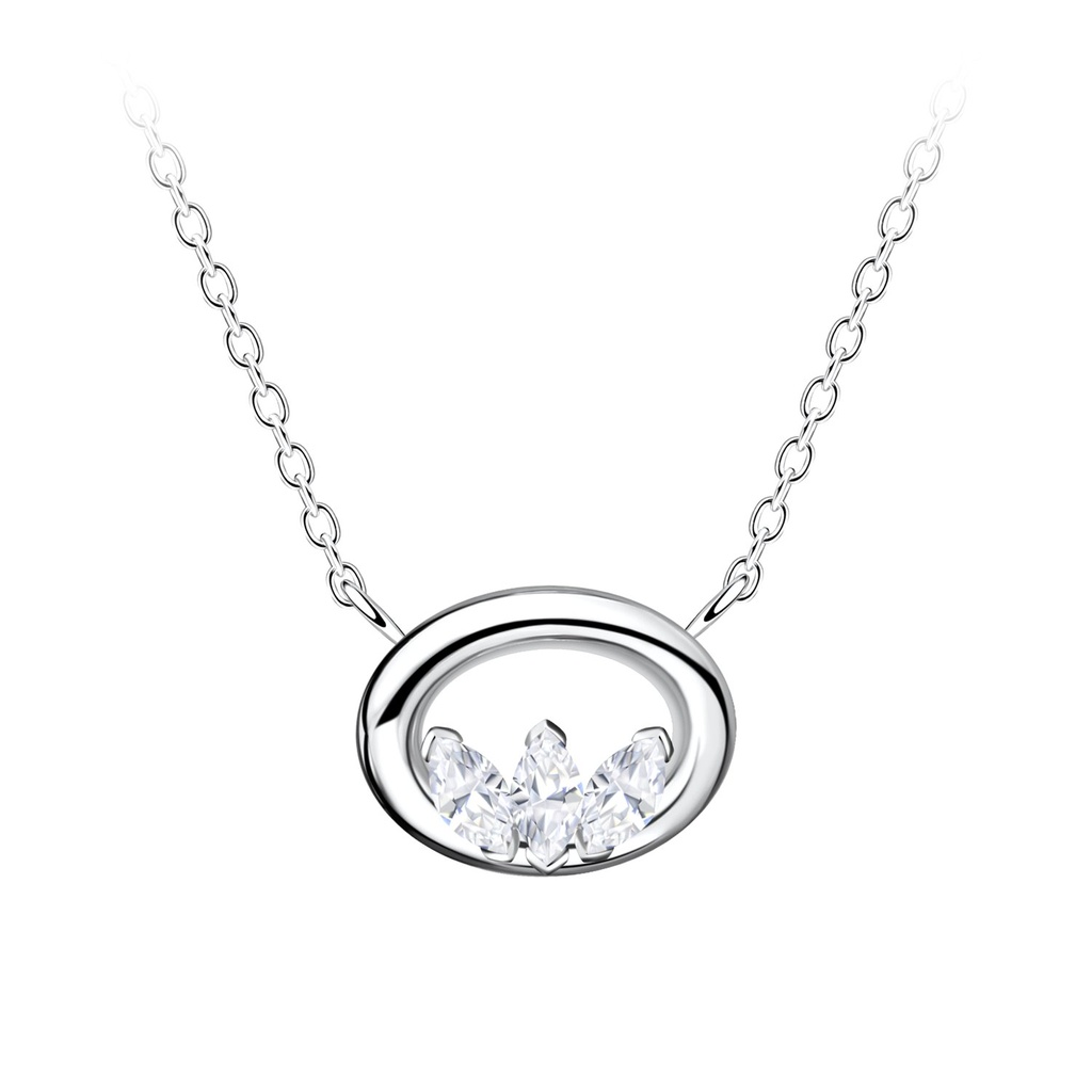 [10037049] Silver Oval Necklace