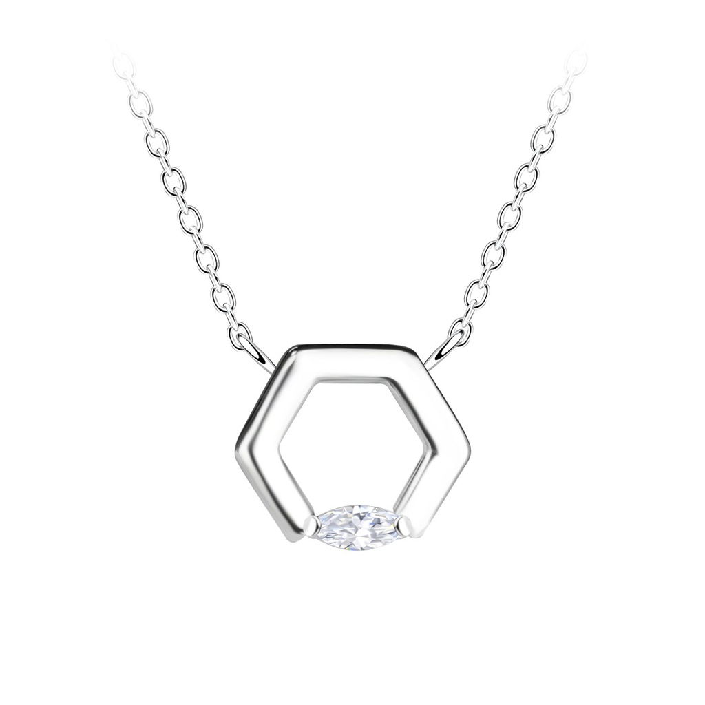 [10037038] Collier hexagone en argent