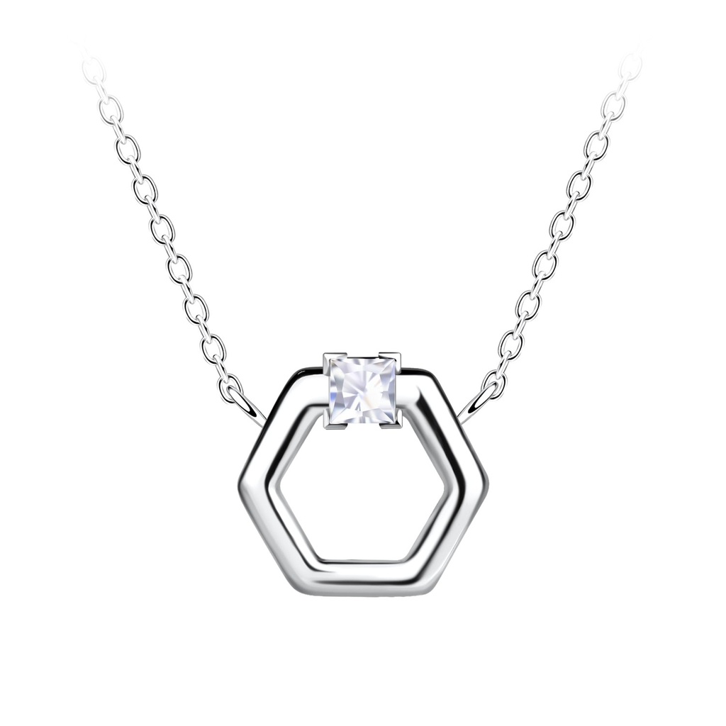 Silver Hexagon Necklace
