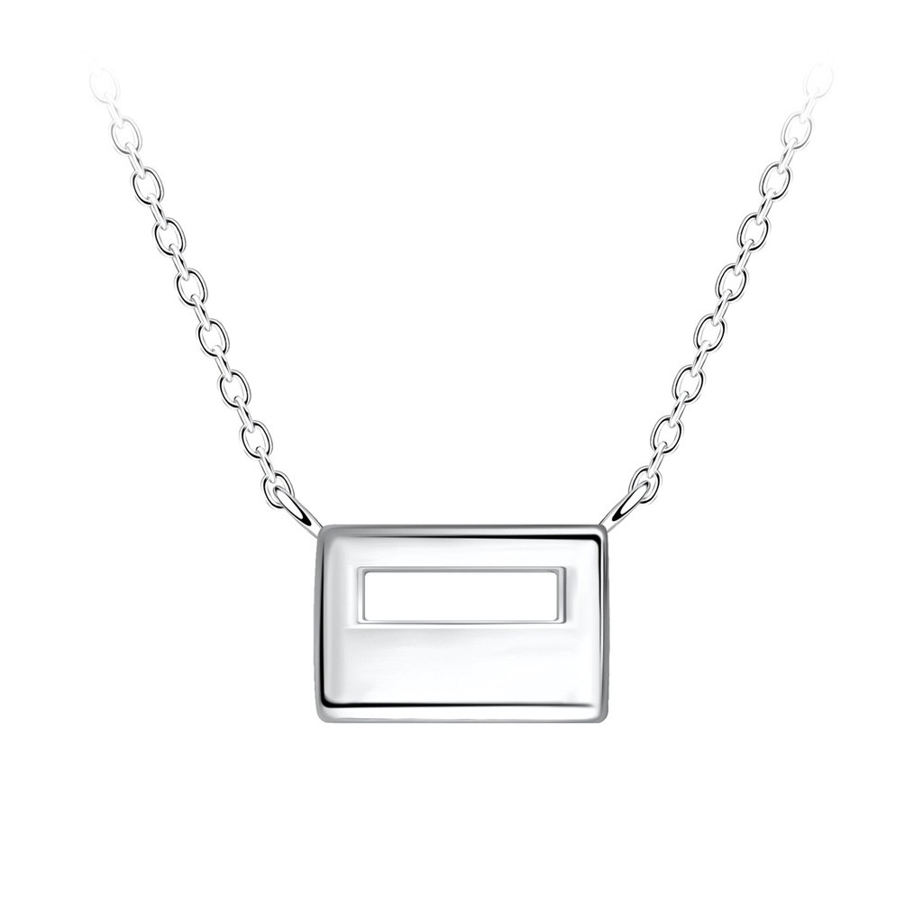 [10037078] Silver Rectangle Necklace