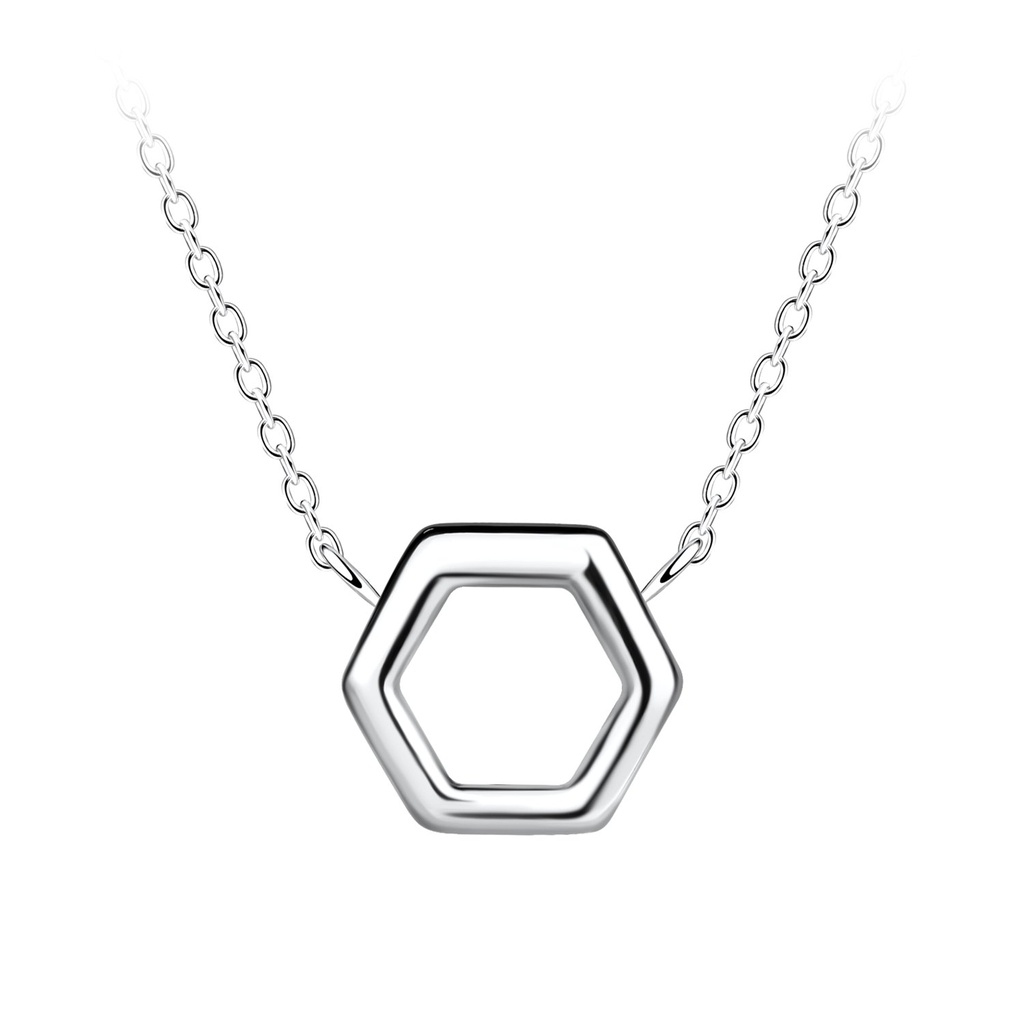 Collier hexagone en argent