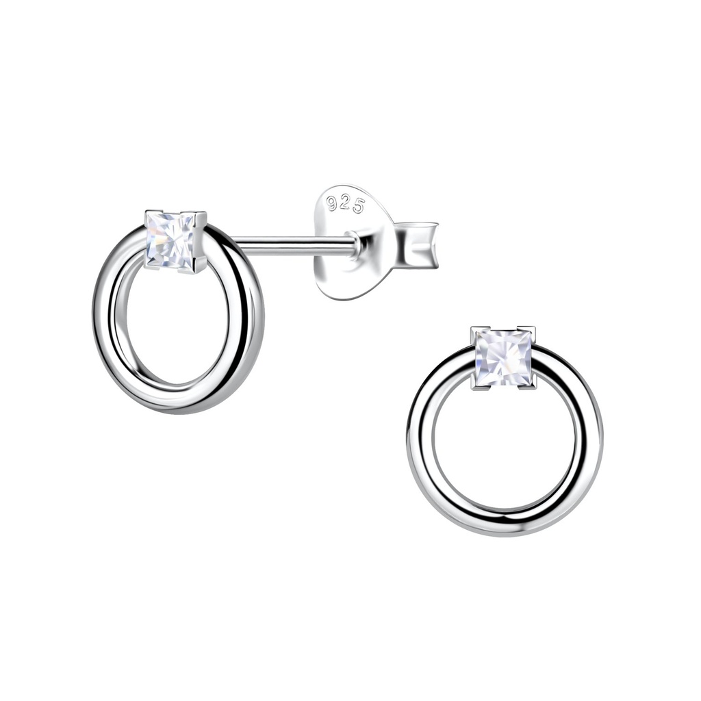 Silver Circle Stud Earrings