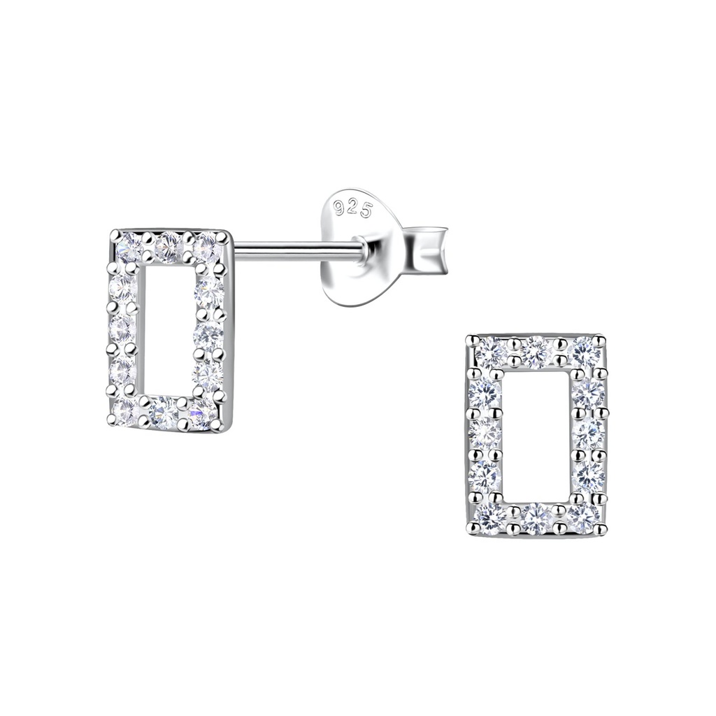Puces d'oreilles rectangle en argent