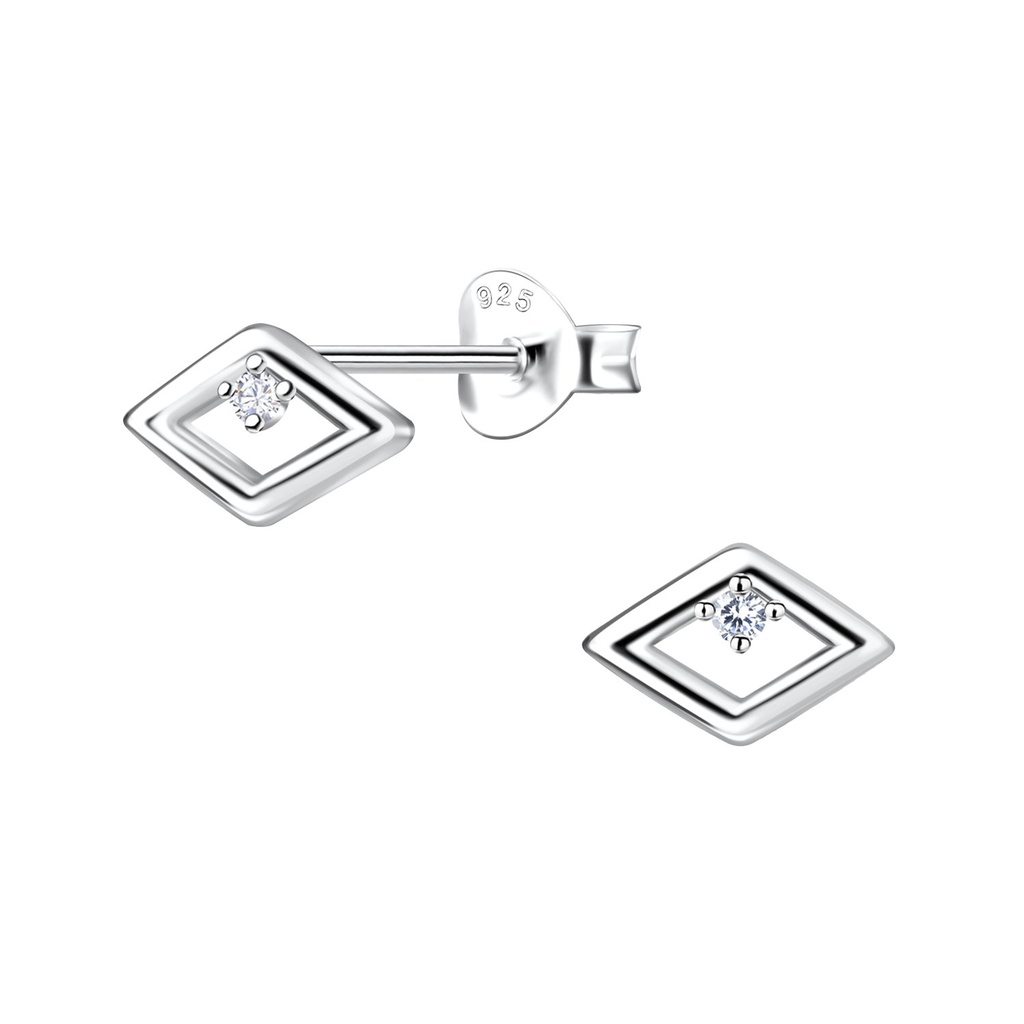 Puces d'oreilles en forme de diamant en argent