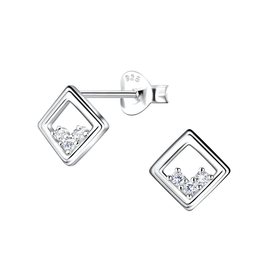 Puces d'oreilles carrées en argent