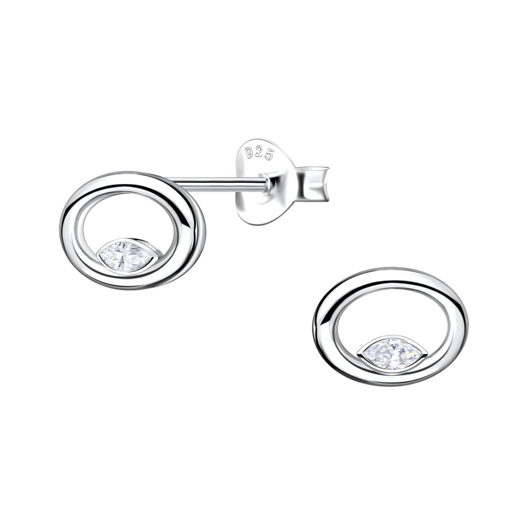 Puces d'oreilles ovale en argent