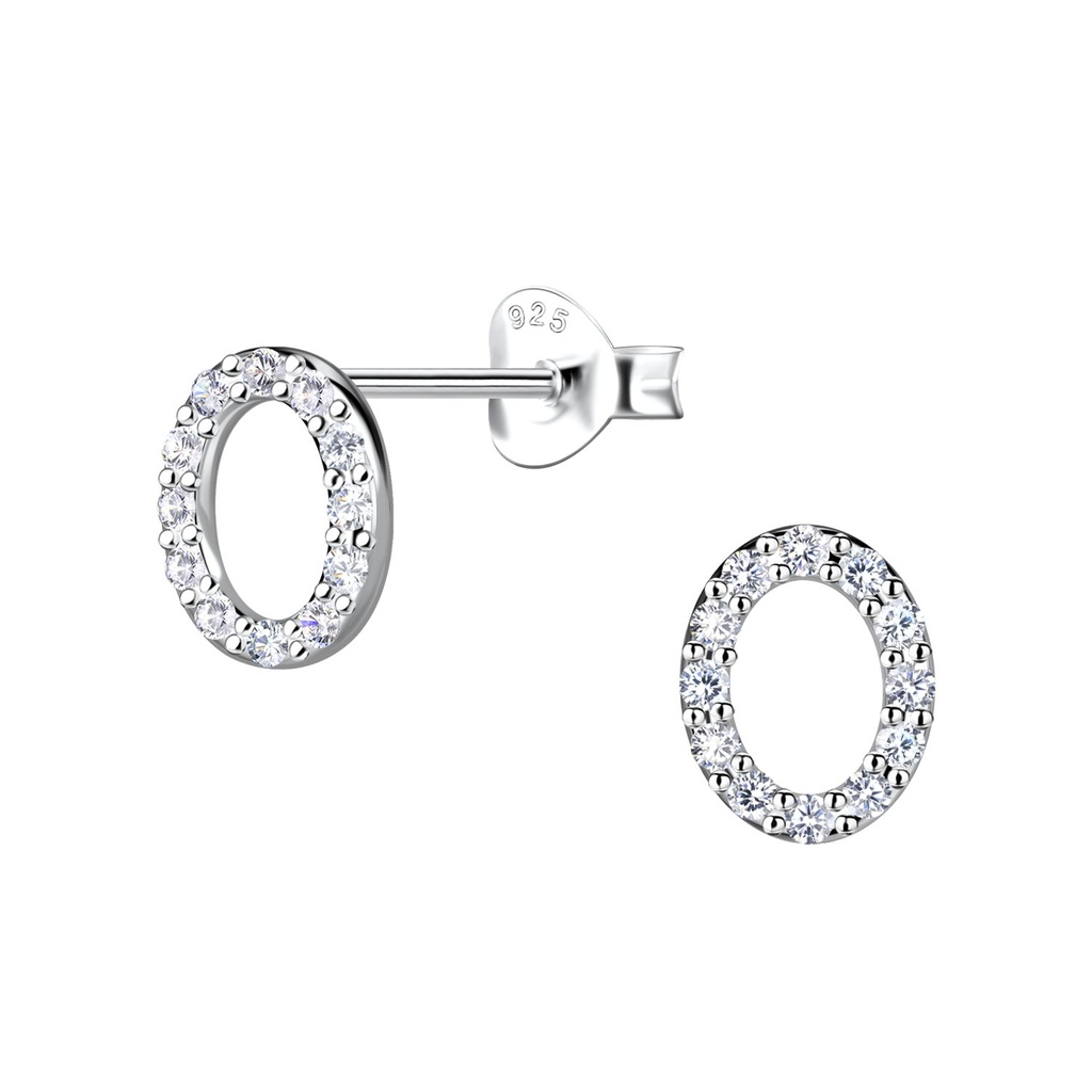 Puces d'oreilles ovale en argent