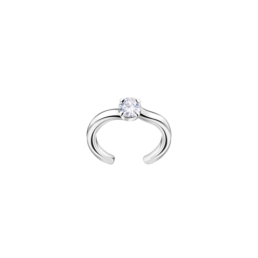 [10036408] Silver Single Stone Ear Cuff