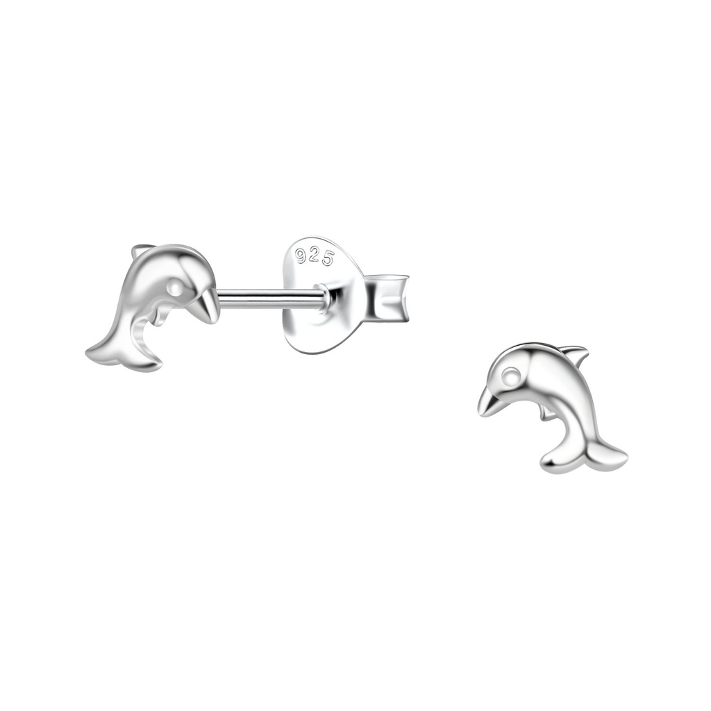 [10037450] Silver Dolphin Stud Earrings