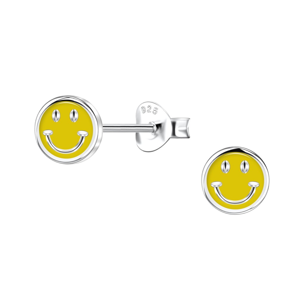 [10037490] Puces d'oreilles smiley en argent