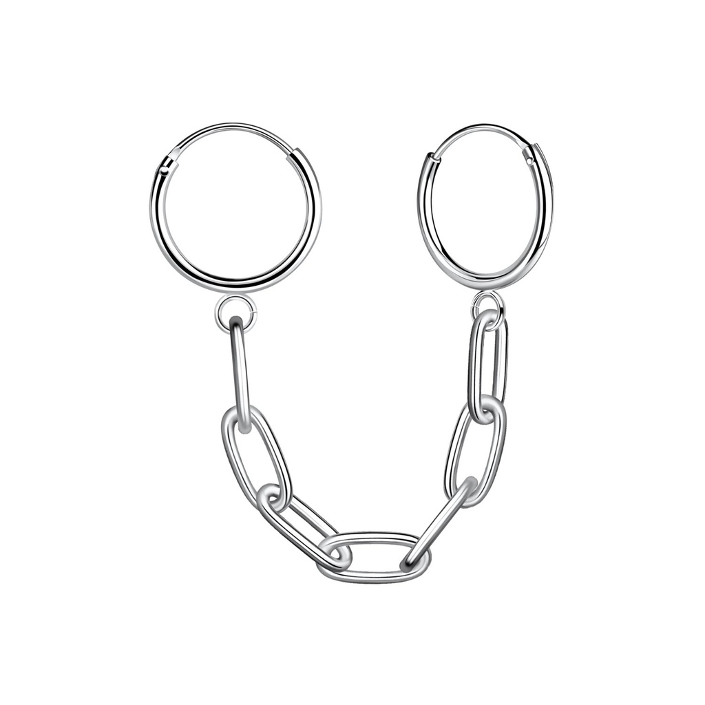 [10015556] Créoles en argent avec chaîne