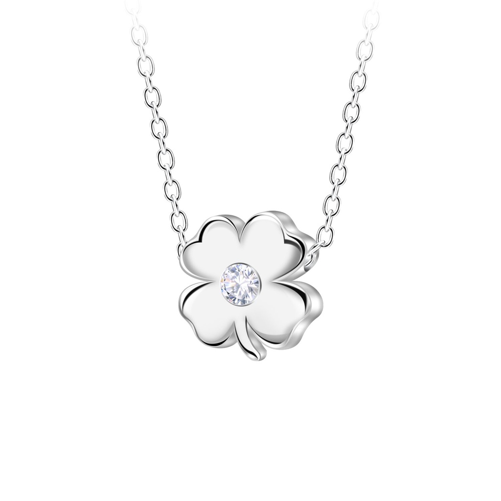 Silver Clover Beaded Necklace