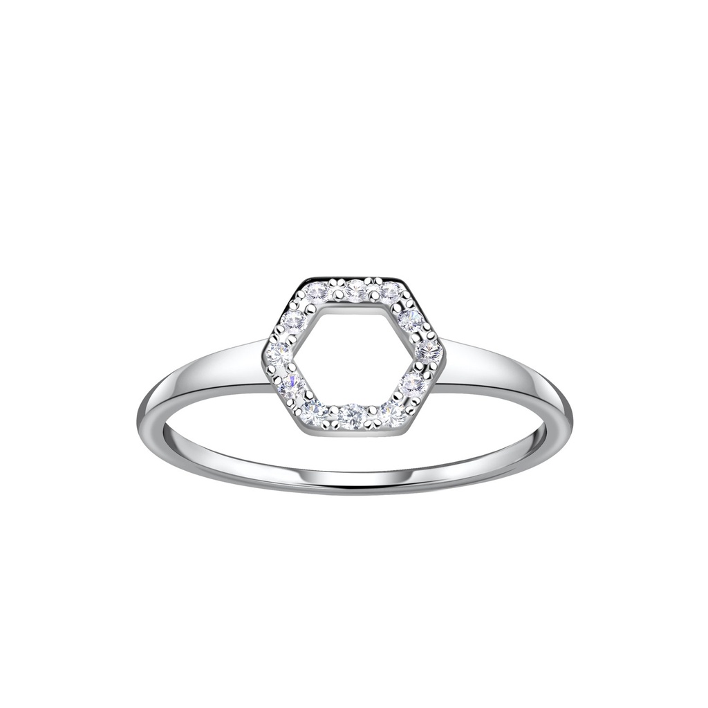 Bague hexagone en argent