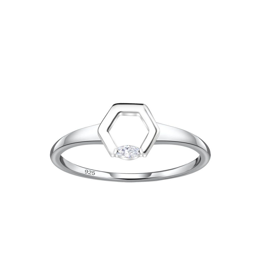 Silver Hexagon Ring