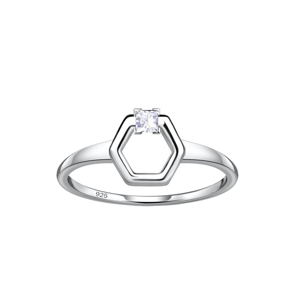 Silver Hexagon Ring