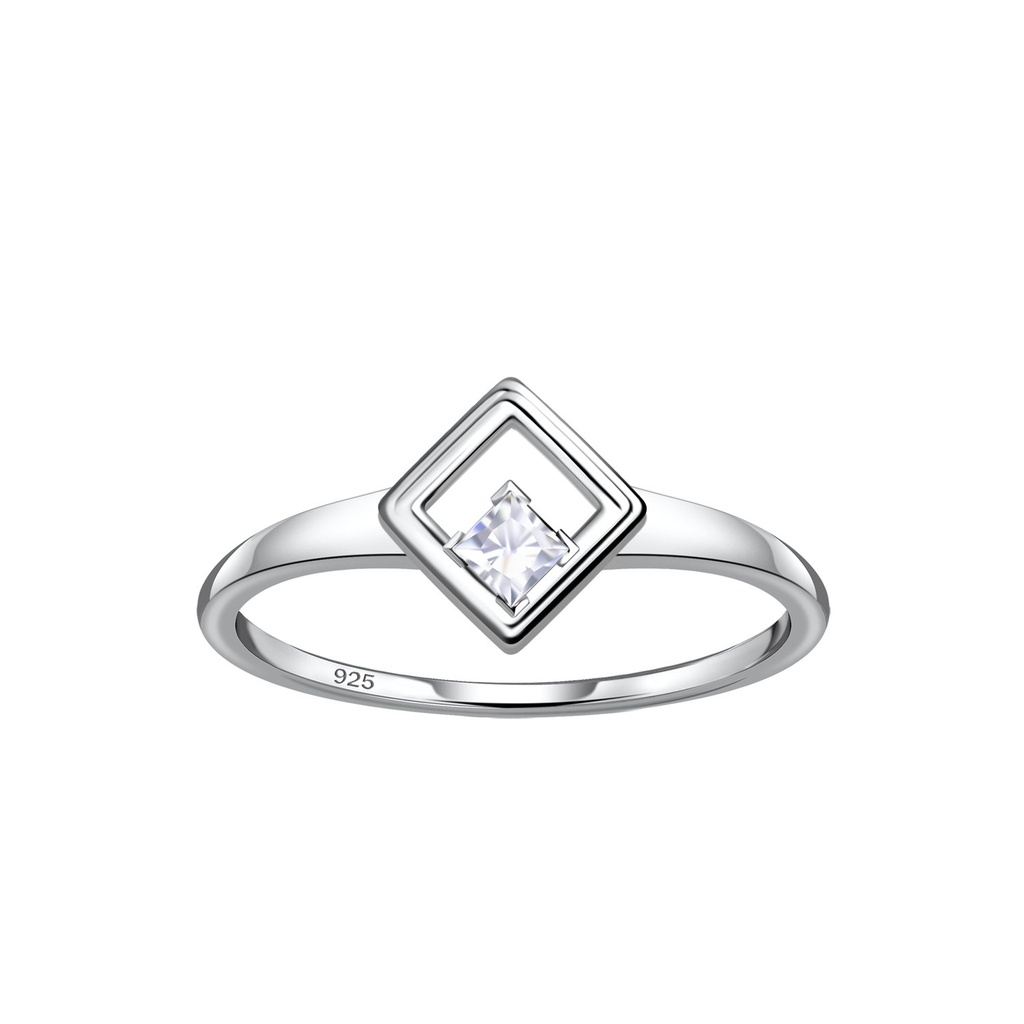 [10036997] Bague carrée en argent (EU 52 / US 6)