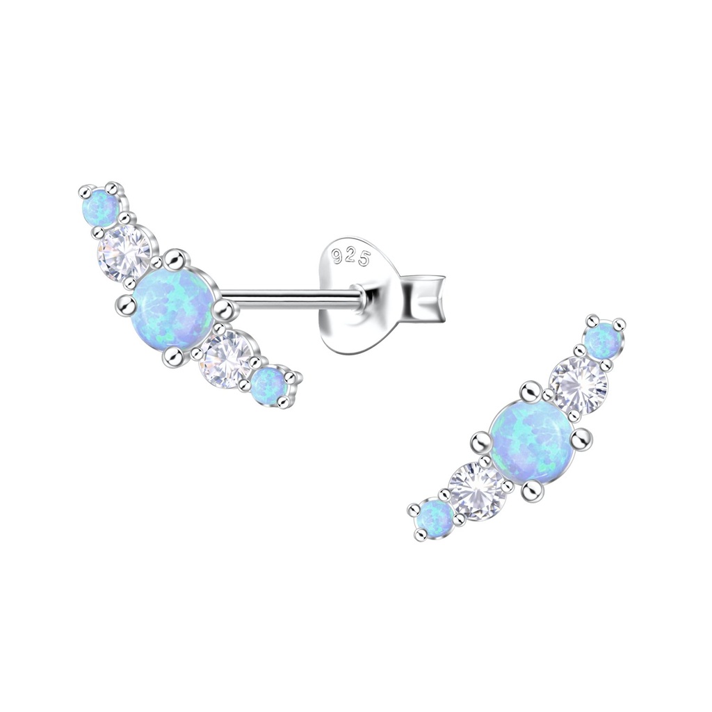 Puces d'oreilles opale géométriques en argent