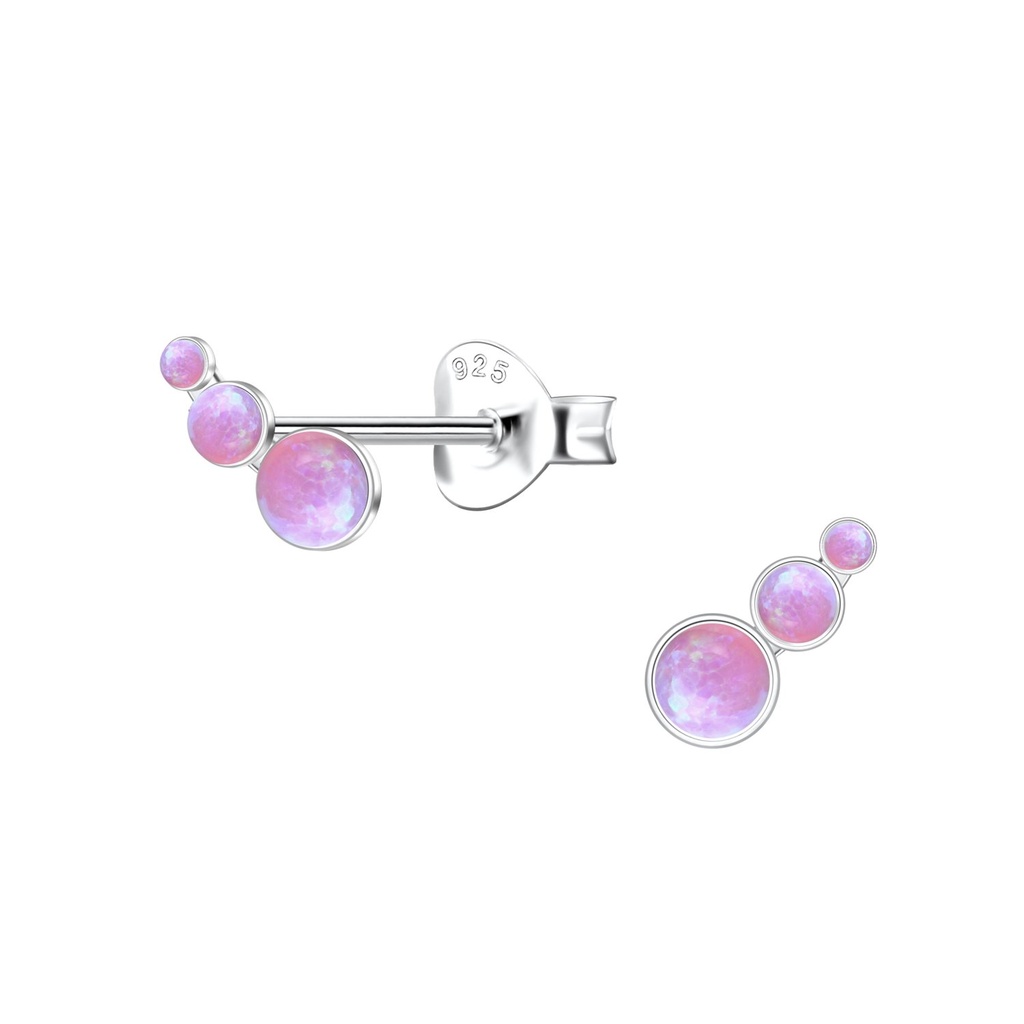 Puces d'oreilles opale géométriques en argent