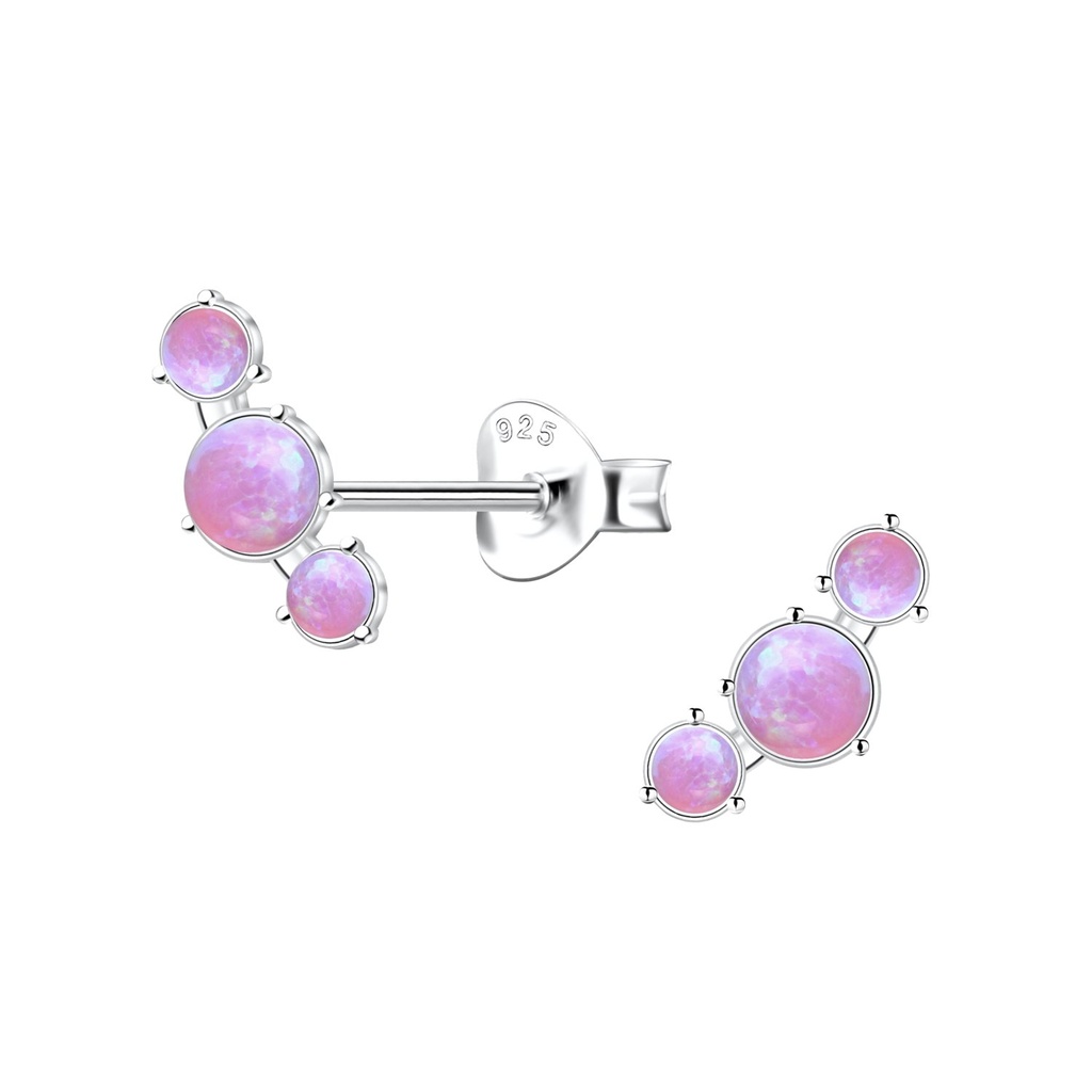 Puces d'oreilles opale géométriques en argent