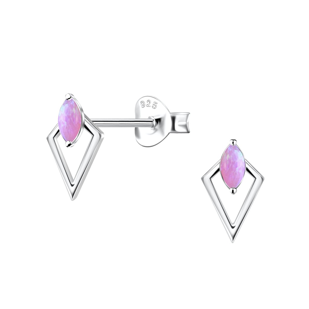 Puces d'oreilles opale géométriques en argent