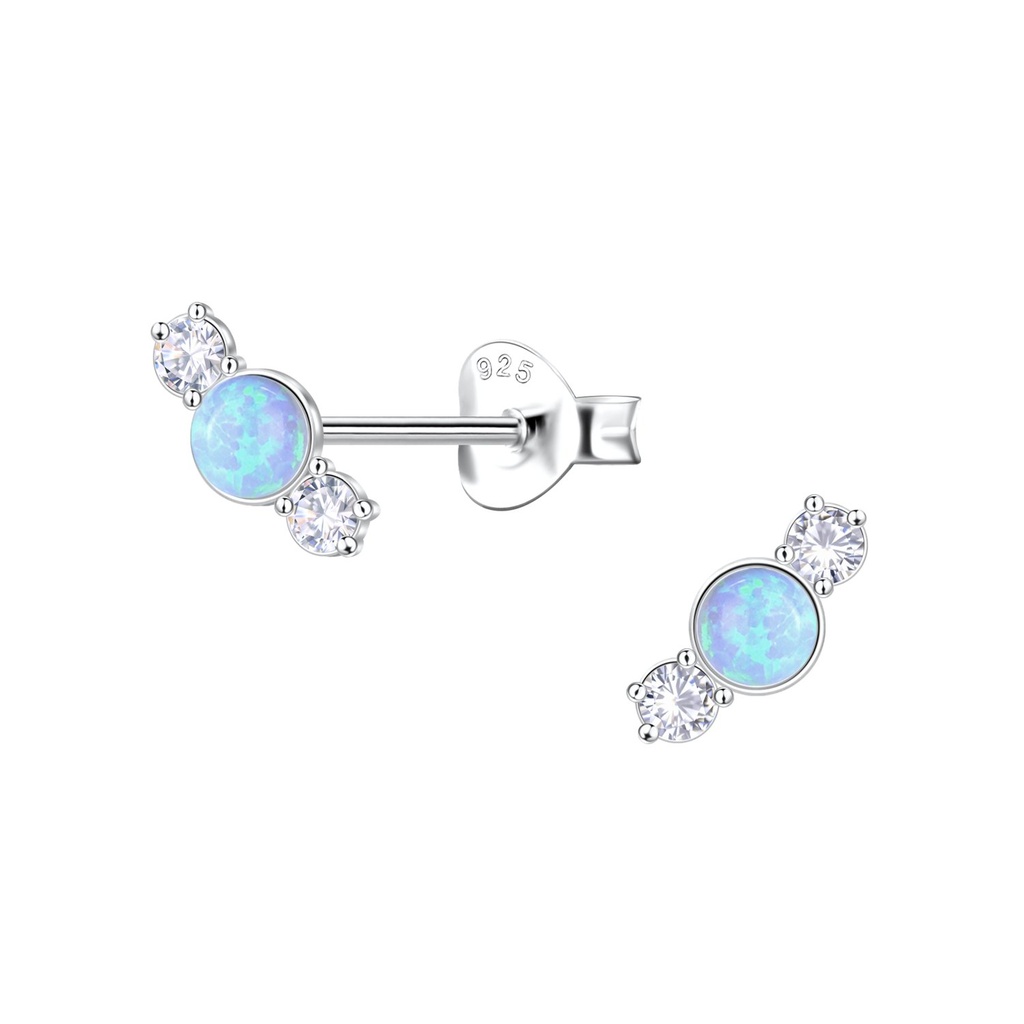 Puces d'oreilles opale géométriques en argent