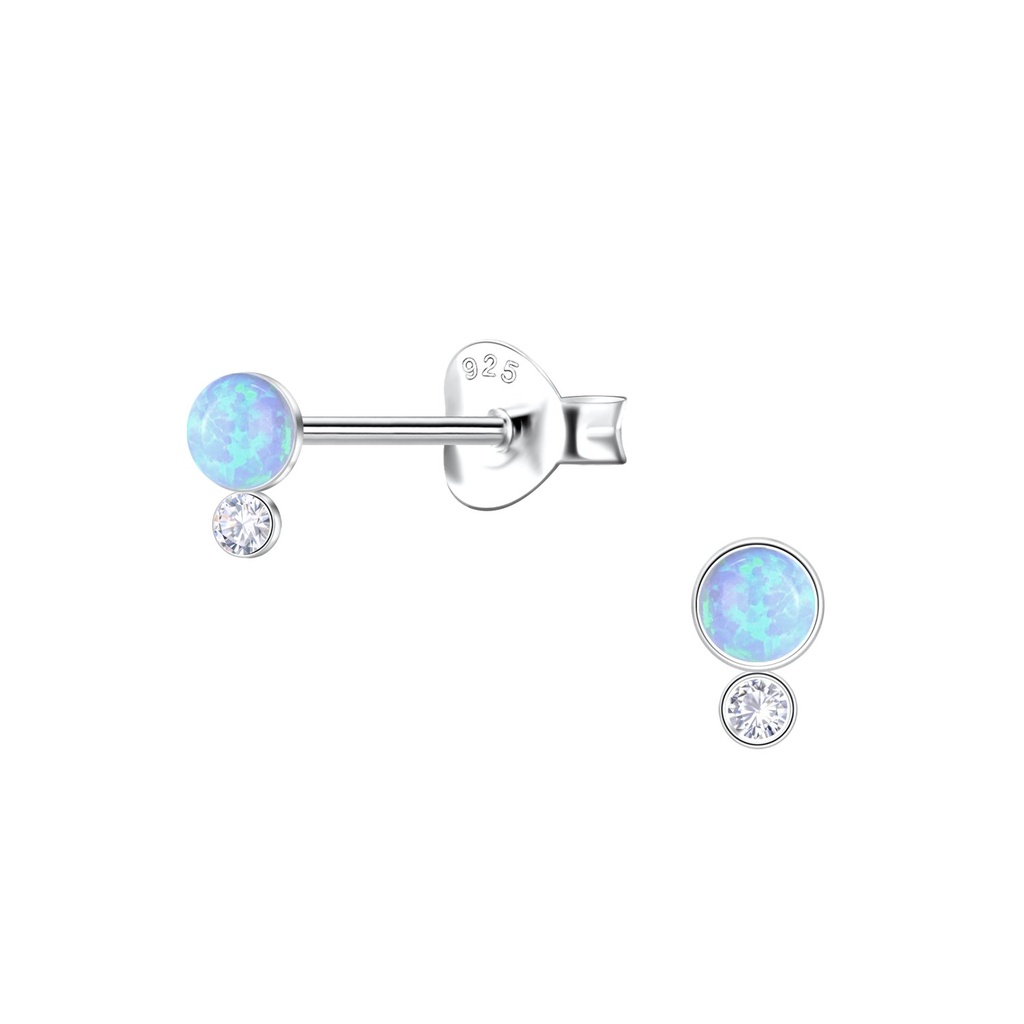 Puces d'oreilles opale géométriques en argent