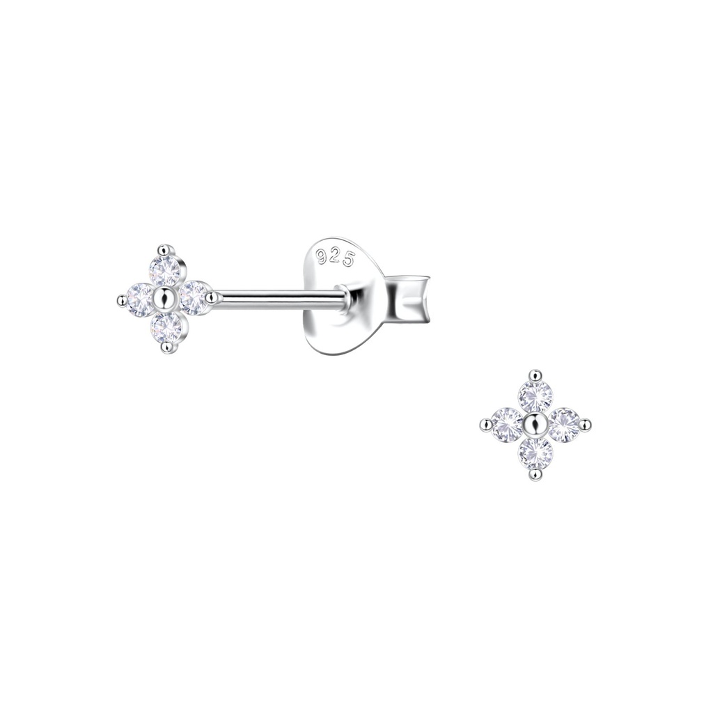 Silver Flower Stud Earrings