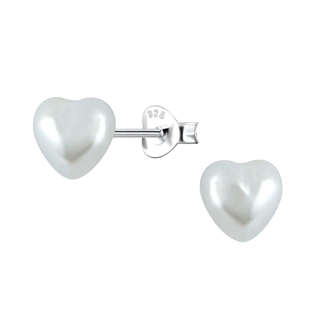 Silver Stud Earrings with 7mm Heart Pearl