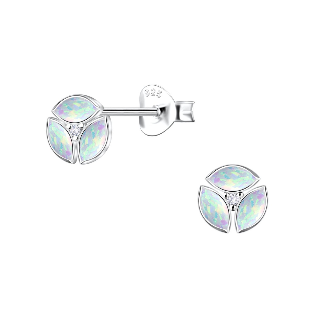 Puces d'oreilles opale géométriques en argent