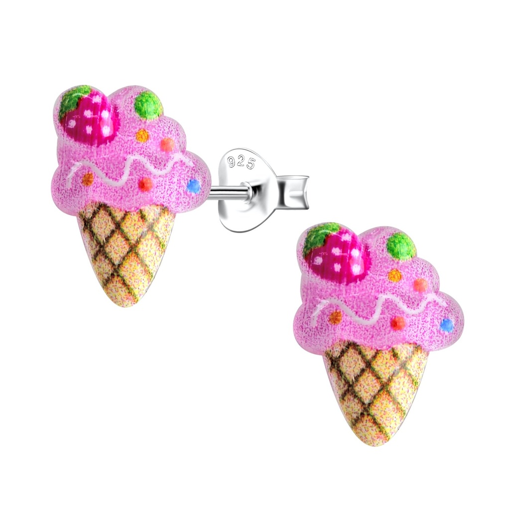 [10034505] Puces d'oreilles en argent avec glace en résine