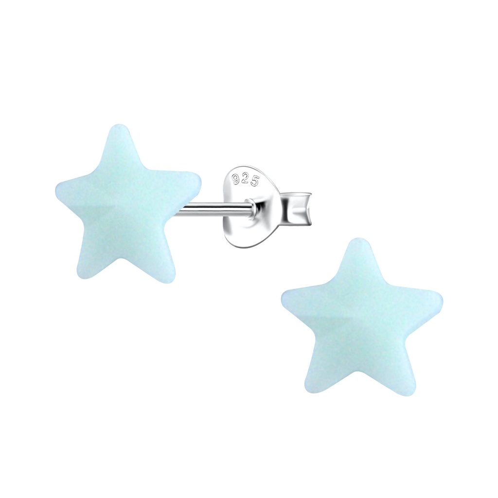 [10036362] Silver Stud Earrings with Resin Star