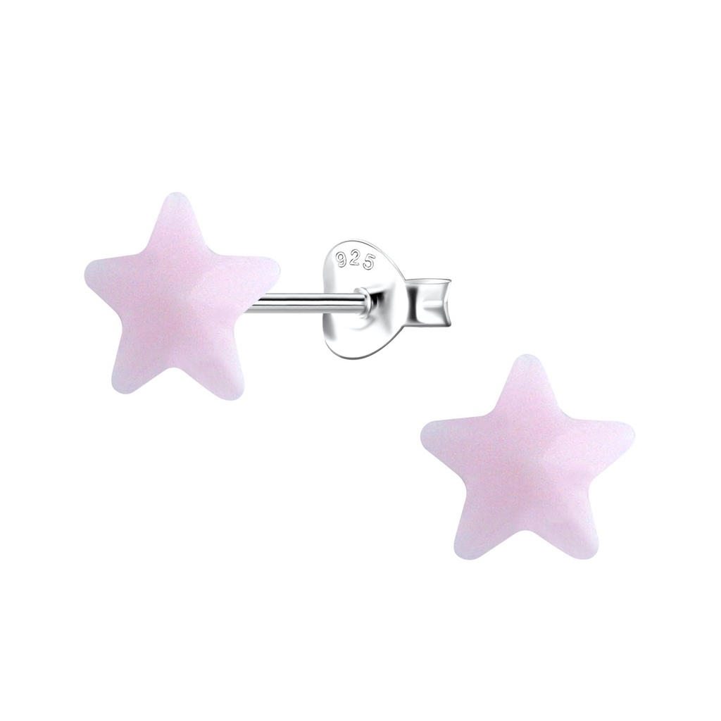 Silver Stud Earrings with Resin Star
