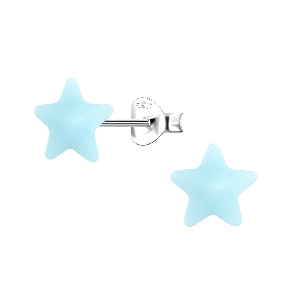 [10036318] Silver Stud Earrings with Resin Star