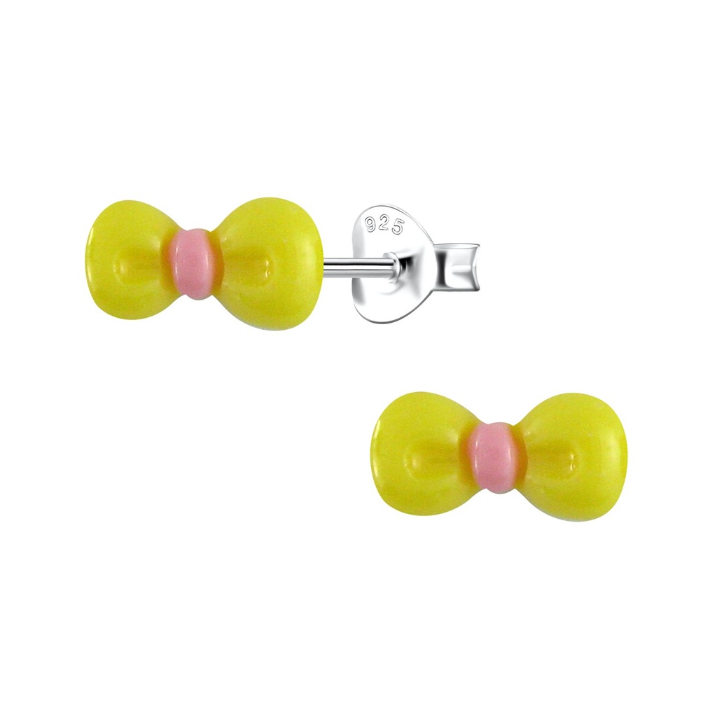 [10036330] Puces d'oreilles en argent avec nœud en résine