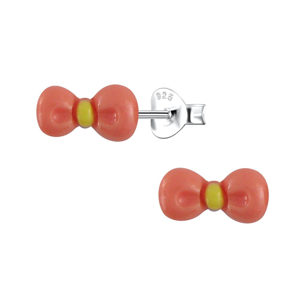 [10036327] Puces d'oreilles en argent avec nœud en résine