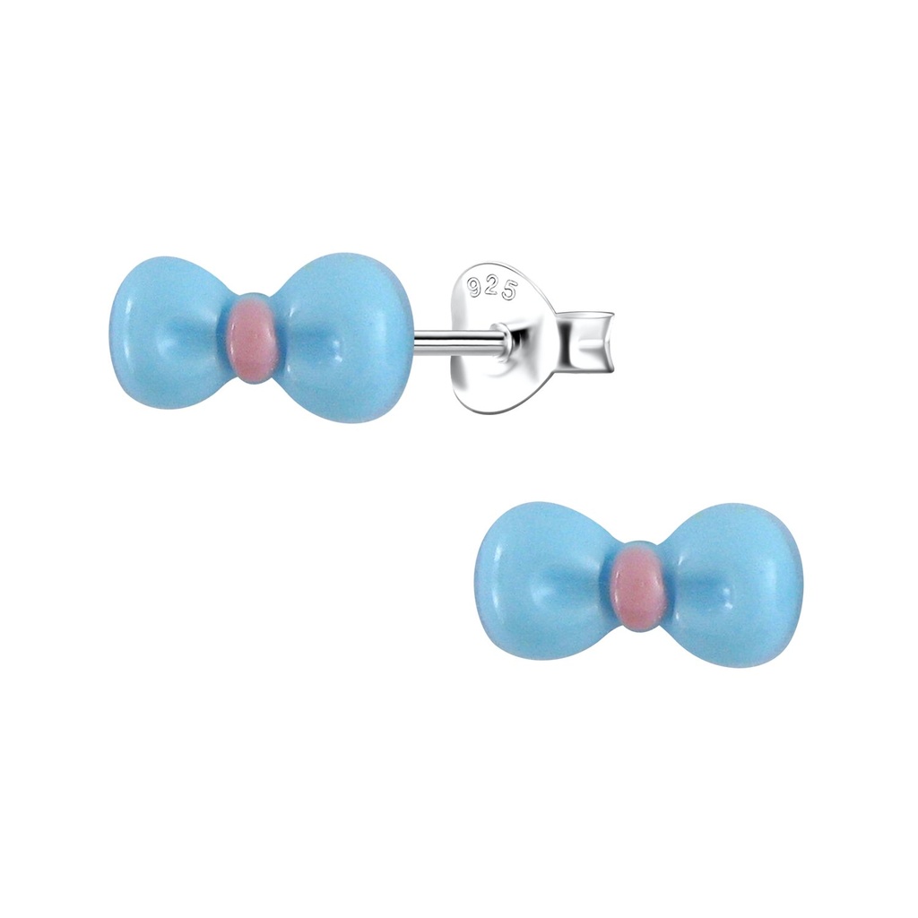 [10036323] Puces d'oreilles en argent avec nœud en résine