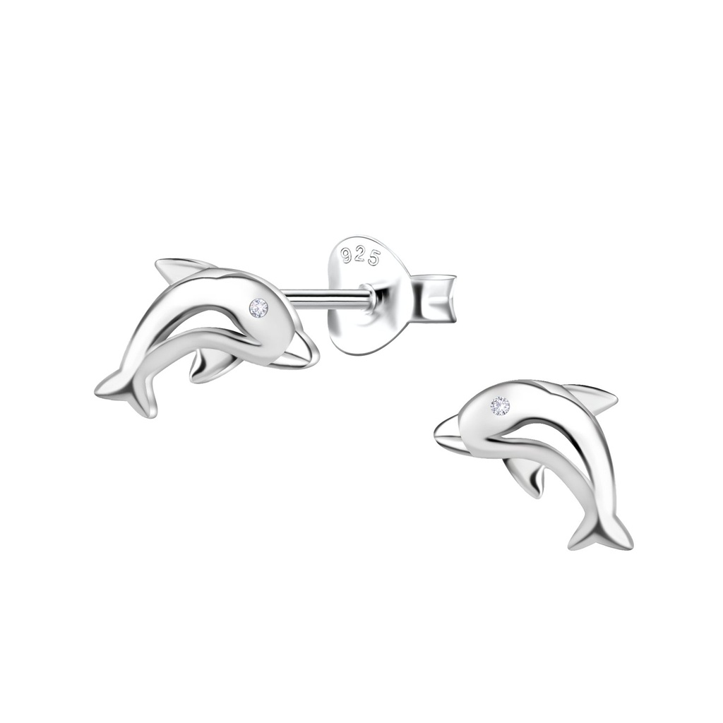 Silver Dolphin Stud Earrings